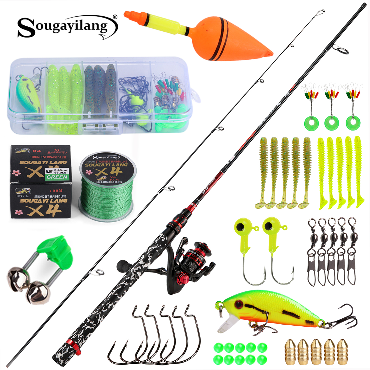 Fishing Equipment Kit - Sougayilang Spinning Fishing Rod and Reel