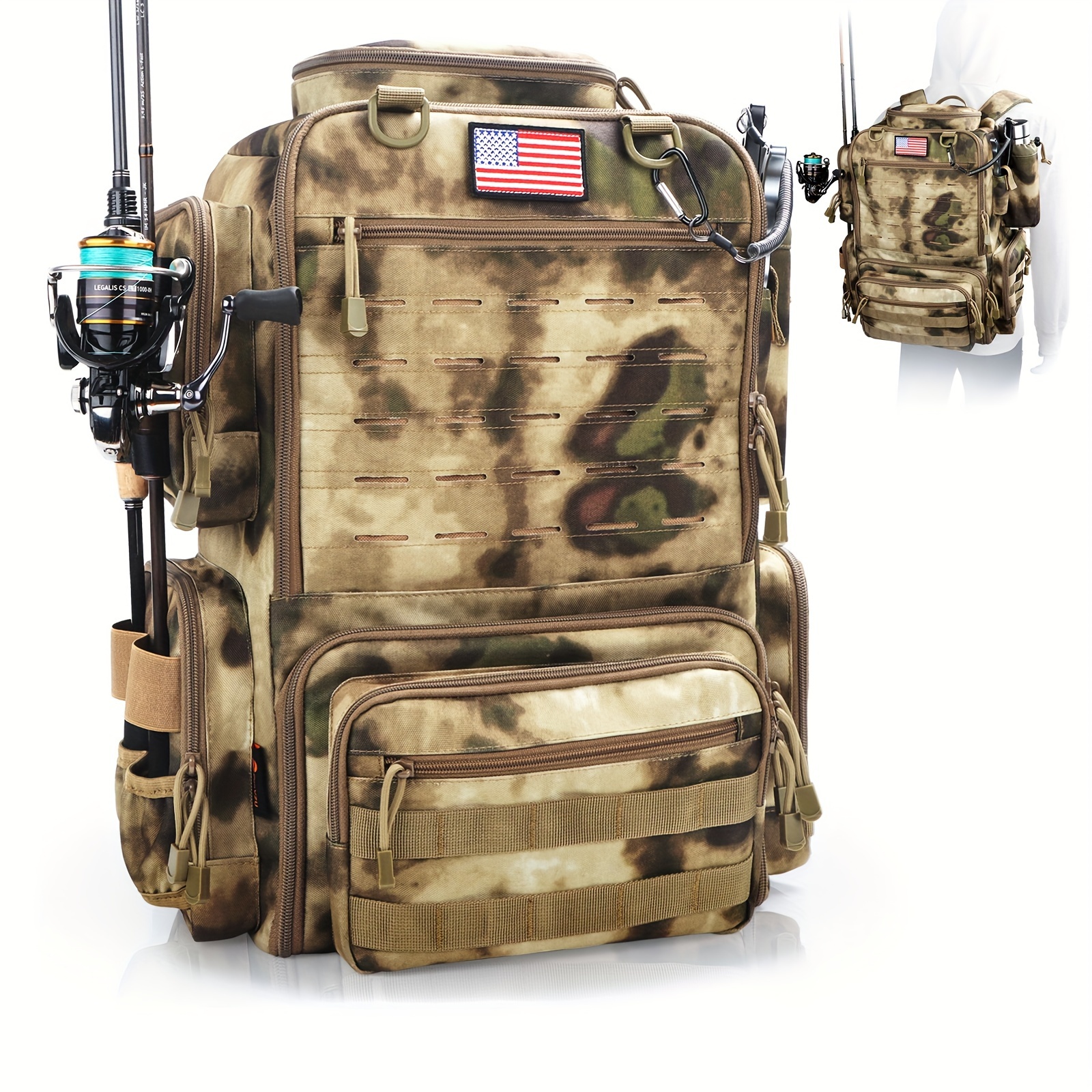 Rod Holder Fishing - A Spacious 11.89gal Fishing Backpack Featuring