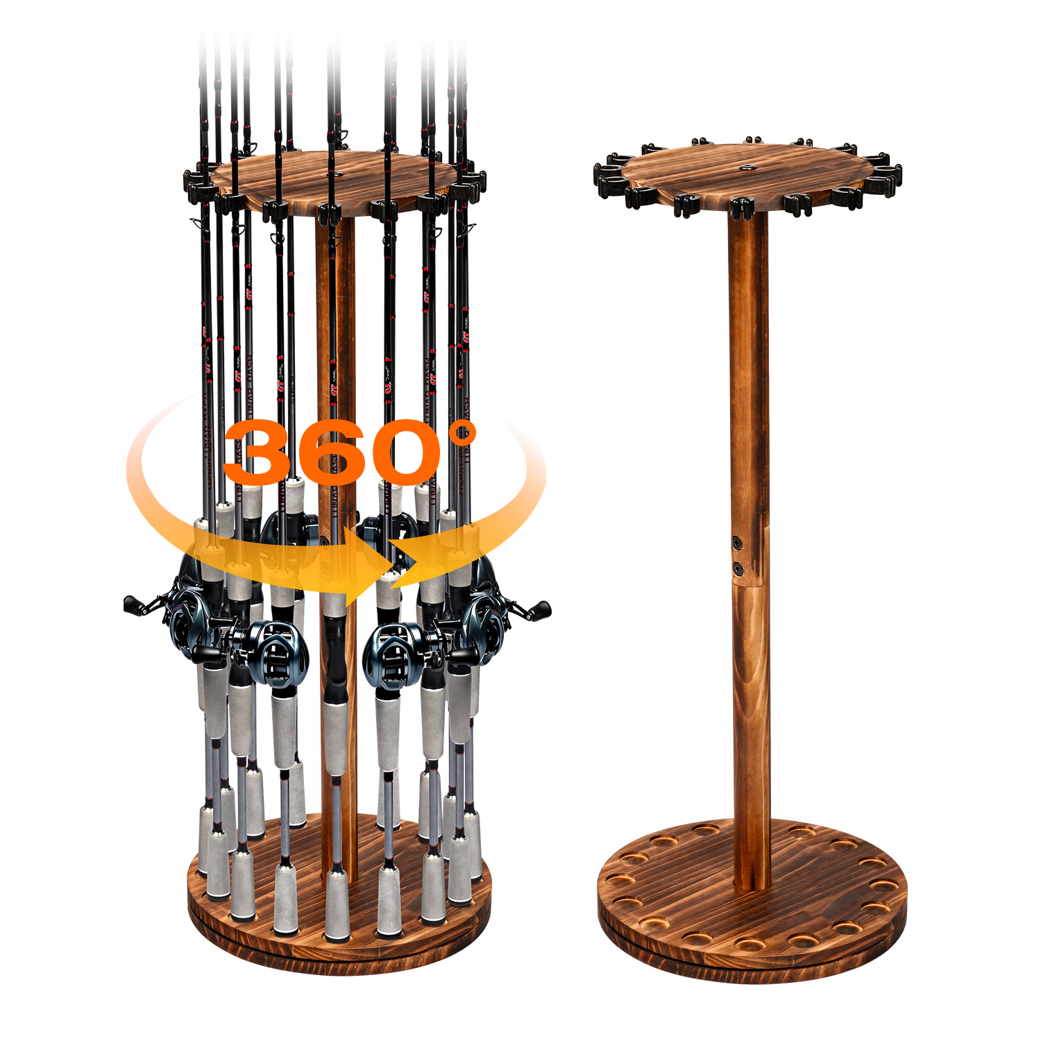 Round Carbonized Wood Fishing  - Fishing Equipment Holder incelemesi ve fiyatı