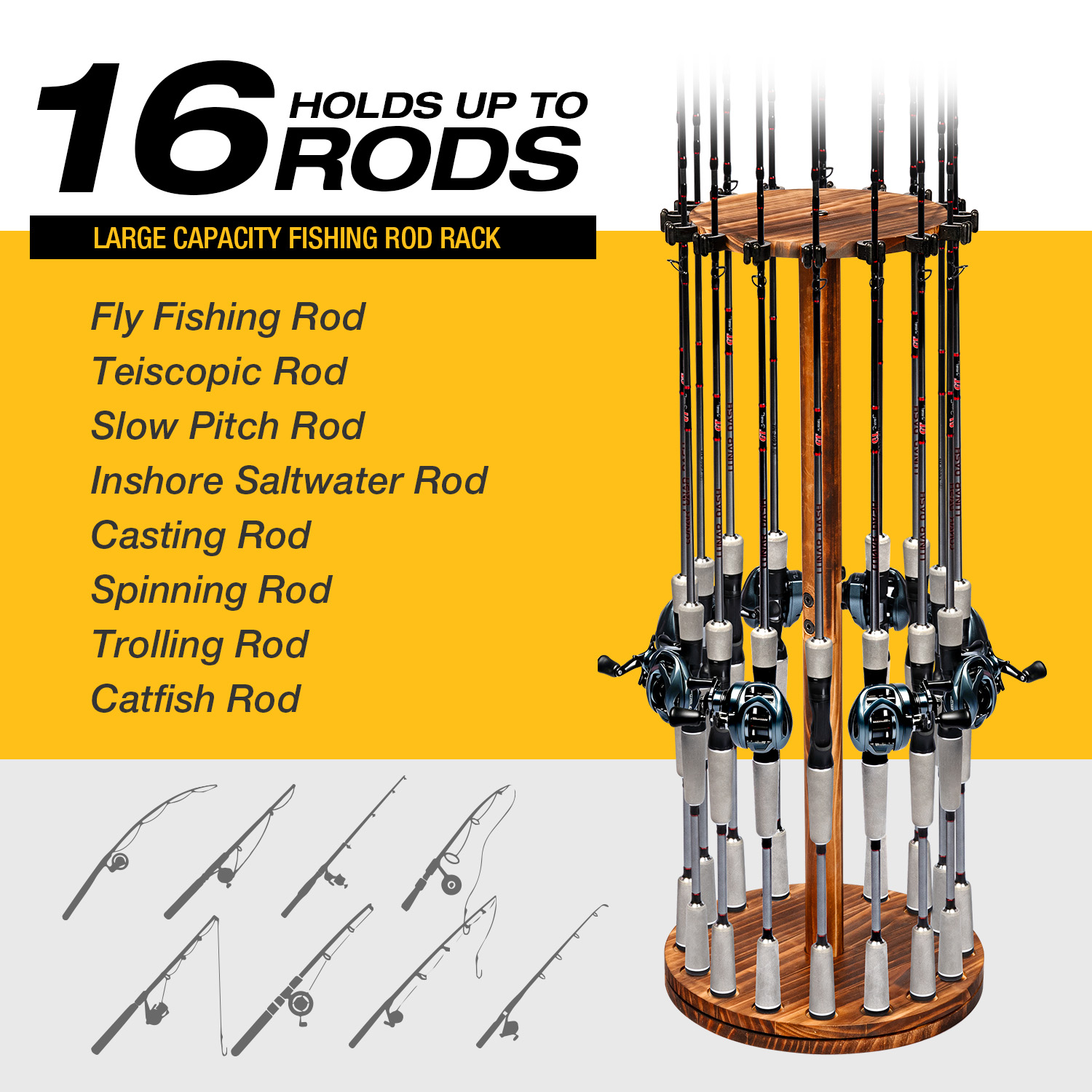 Round Carbonized Wood Fishing  - Fishing Equipment Holder incelemesi ve fiyatı
