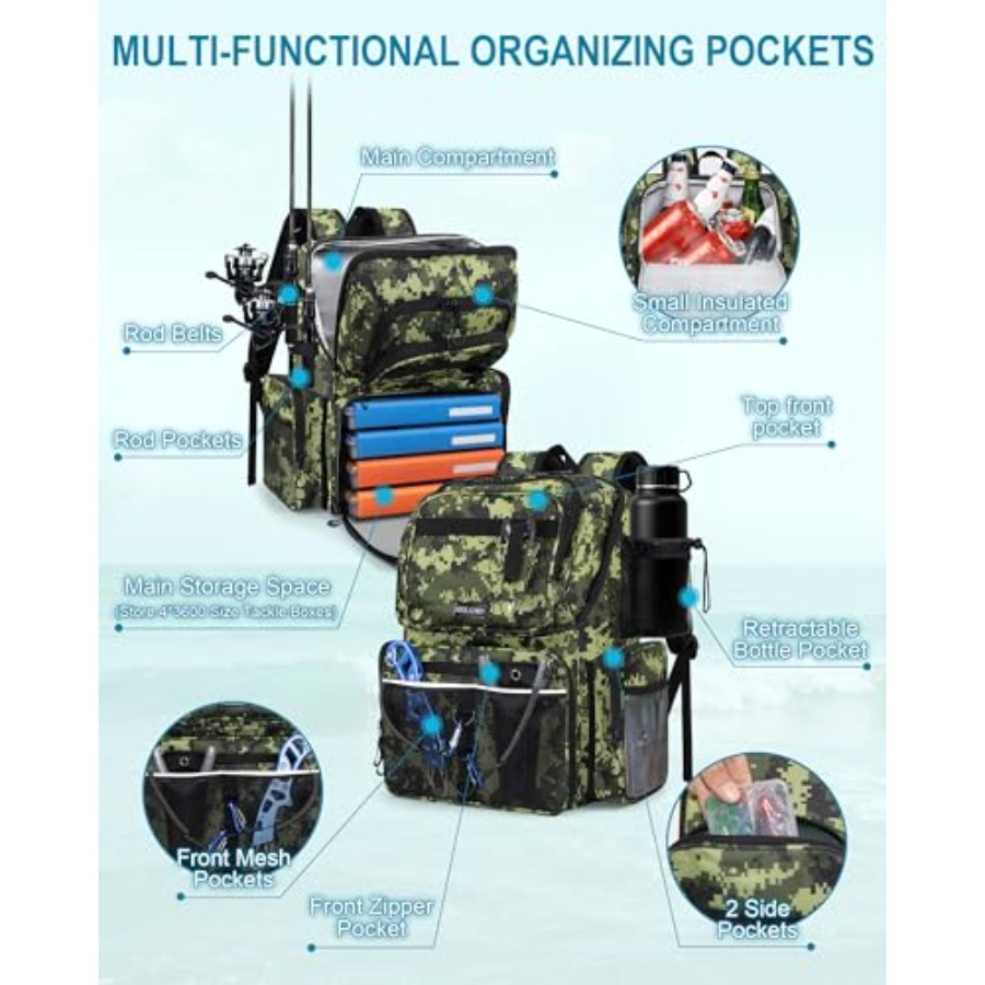 Fishing Backpack with Rod Hold - Rod Holder Fishing incelemesi ve fiyatı